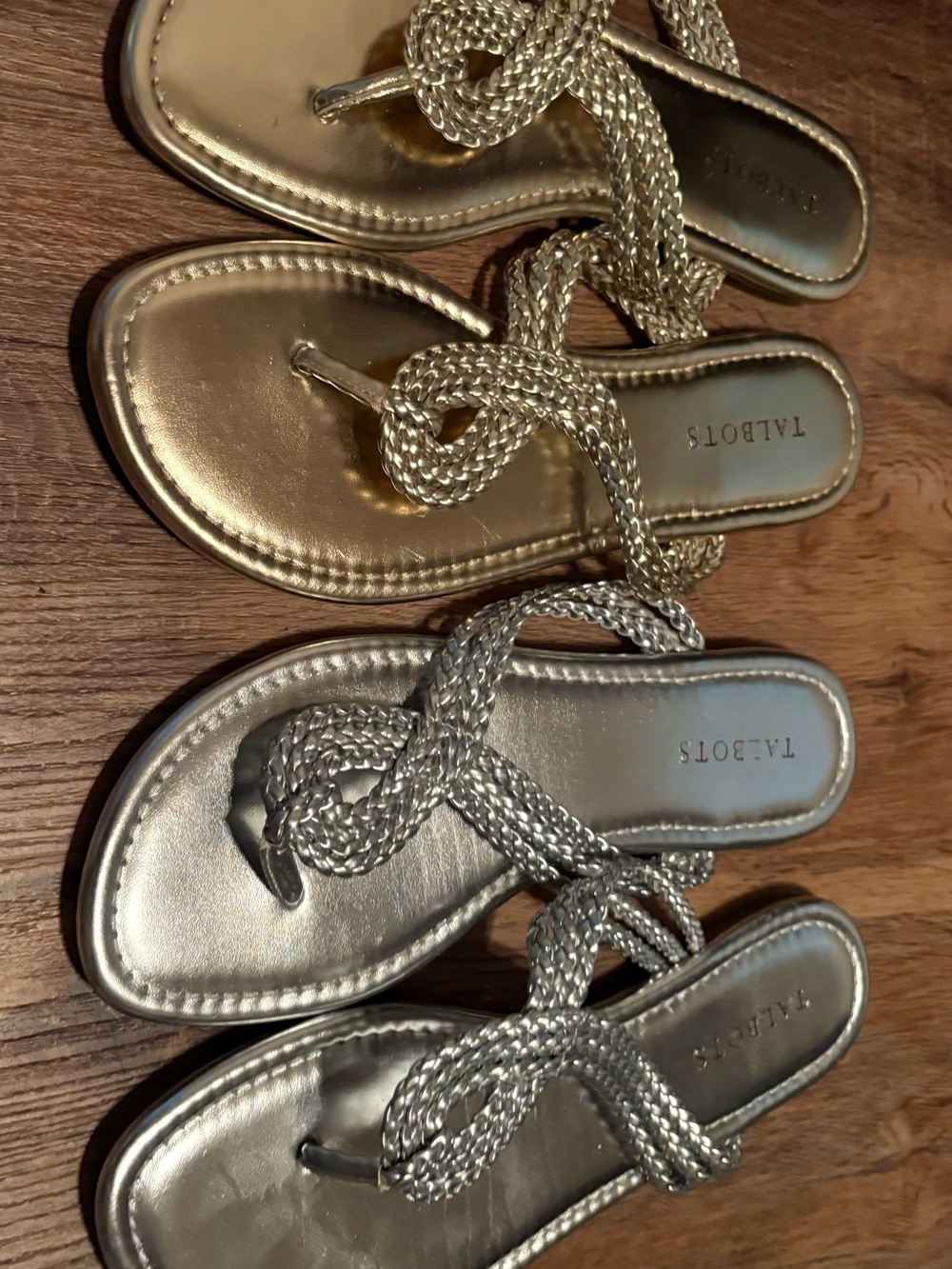Talbots Metallic Braided Thong Sandals - Gold and Silver